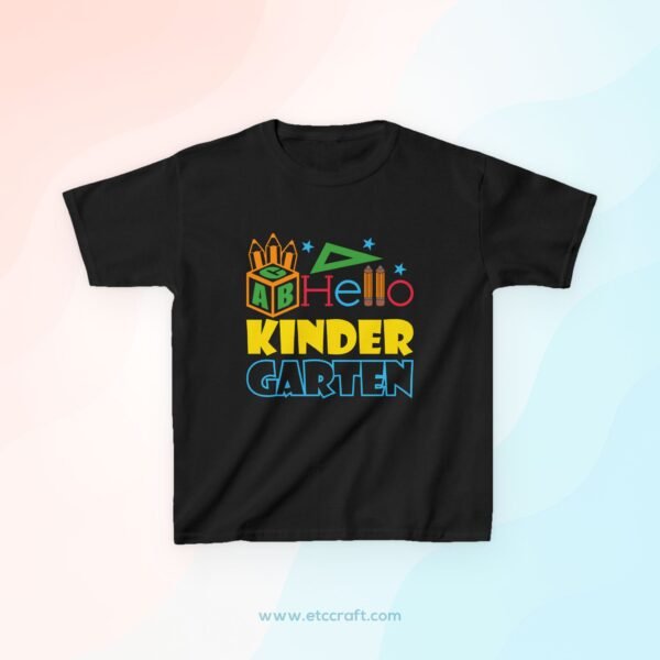 Hello Kindergarten Kids Tee, Back to School Shirt, Celebration t-shirt for Kids, First Day Tee, Unisex Children Clothing